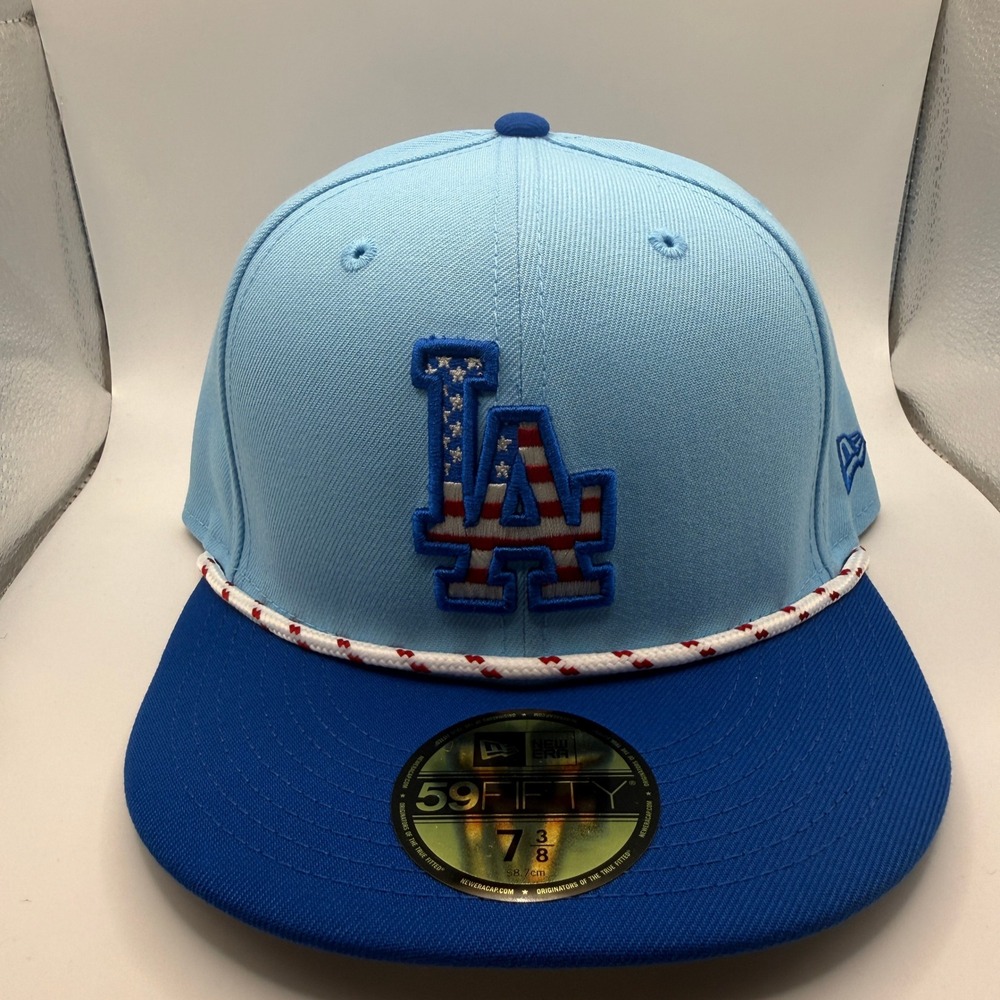 New Era 59FIFTY Los Angeles Dodgers July 4th Stars and Stripes Hat 7 3/8 Blue